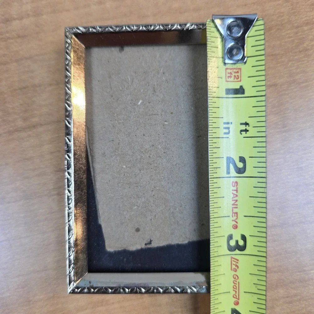 9 miniature photo picture frames with glass gold brass tone 2.5